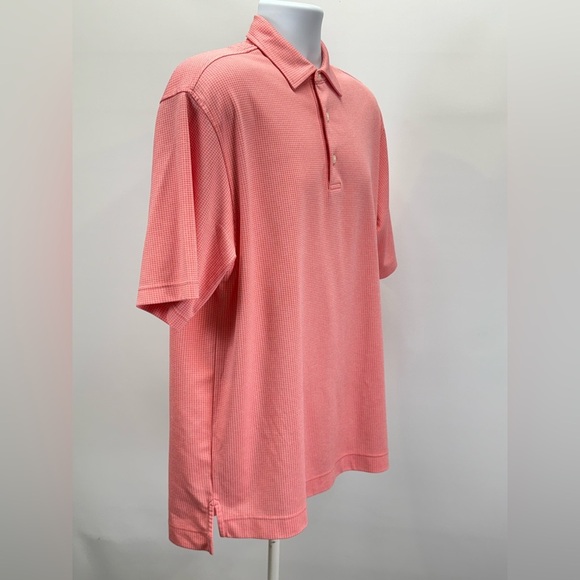 FOOTJOY Men's Coral/Pink grid pattern golf Polo shirt size L - Picture 6 of 12